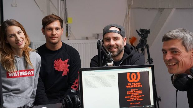 Zu Gast bei Mathi Weck im Klubradio - La Fleur (l.) Matthias Meyer & Ruede Hagelstein (r.)
