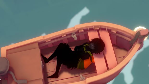 Allein in einem Boot beginnt ihre Reise. (Screenshot | Quelle: Sea of Solitude; Jo-Mei Games /Electronic Arts)