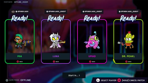 Verschiedene Charaktere stehen zur Auswahl. Alle haben verschiene Skins und individuelle Fähigkeiten. (Quelle: Flaming Flamingo)