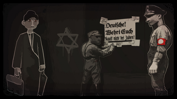 Das Spiel beinhaltet optional anzeigbare verfassungsfeindliche Symbolik (Zeichen, Handlungen und Worte des NS-Regimes). Es ist das erste deutsche Spiel, dem dies gestattet wurde. (Quelle: Paintbucket Games)